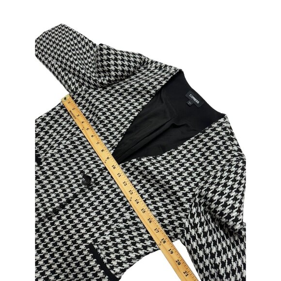 Express Houndstooth Wool Blend Blazer Jacket Black White Academia Womens 12 - Picture 6 of 14